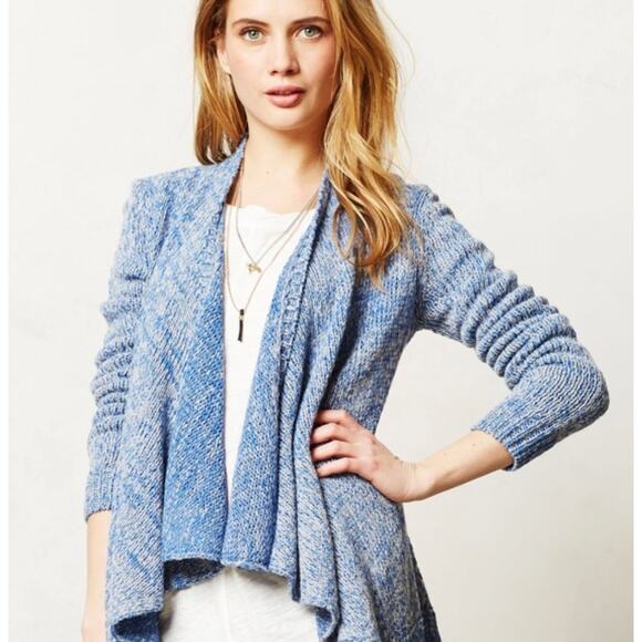 MOTH Anthropologie Blue Open Front Cardigan Sweater XL - Picture 7 of 7